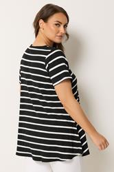 Yours Plus Size Black Stripe Ribbed Swing T-Shirt | Yours Clothing 2