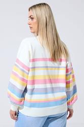 LIMITED COLLECTION Plus Size White Pastel Stripe Knitted Cardigan | Yours Clothing 2