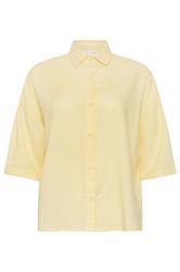 PixieGirl Petite Women's Yellow Short Sleeve Linen Shirt | PixieGirl 5