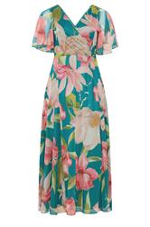 YOURS blauwgroene maxi-wikkeljurk met bloemenprint 