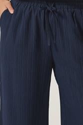 YOURS Plus Size Navy Blue Wide Leg Textured Trousers | Yours Clothing 4