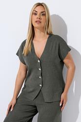 LIMITED COLLECTION Plus Size Grey Short Sleeve Knitted Top | Yours Clothing 3