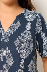 YOURS Plus Size Navy Blue Paisley Tiered Midi Dress | Yours Clothing 4