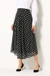 LTS Tall Women's Black Polka Dot Mesh Midi Skirt | Long Tall Sally 1