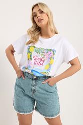 YOURS Plus Size Blue Scallop Edge Denim Shorts | Yours Clothing 3