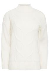 Petite Ivory White High Neck Cable Knit Jumper | PixieGirl 6