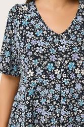 YOURS Plus Size Black Ditsy Floral Swing Top | Yours Clothing 4