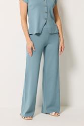 LTS Tall Women's Light Blue Knitted Wide Leg Trousers | Long Tall Sally 1