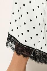 PixieGirl Petite Women's White Polka Dot Satin Maxi Skirt | PixieGirl 5