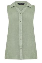 M&Co Sage Green Sleeveless Collared Shirt | M&Co 5
