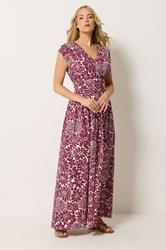 LTS Tall Women's Red Floral Cotton Wrap Maxi Dress | Long Tall Sally 3