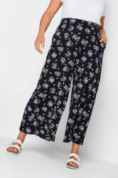 YOURS Plus Size Black Floral Midaxi Culottes | Yours Clothing