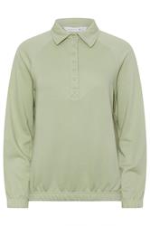 PixieGirl Petite Sage Green Button Collar Sweatshirt