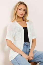 M&Co White Short Sleeve Tape Knit Cardigan | M&Co 3