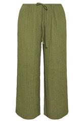 EVANS Curve Khaki Green Crinkle Wide Leg Trousers