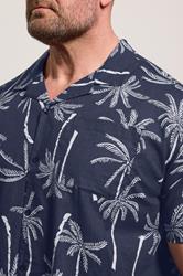 BadRhino Big & Tall Navy Blue Palm Tree Print Short Sleeve Shirt | BadRhino 5