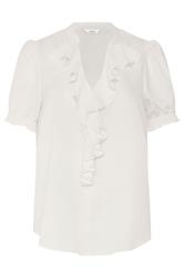 M&Co White Frill Front Short Sleeve Blouse