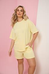YOURS Plus Size Yellow Sweat T-Shirt & Short Set | Yours Clothing 3