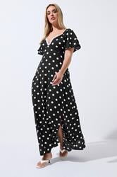 LIMITED COLLECTION Plus Size Black Polka Dot Lace Trim Maxi Dress | Yours Clothing 3
