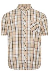 KAM Big & Tall Stone Brown Check Short Sleeve Shirt