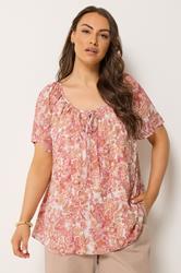 YOURS Plus Size Pink Paisley Pintuck Swing Blouse | Yours Clothing 3