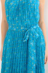 STAR Blue Snake Skin Metallic Pleated Dress | StarByJM 4