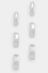 YOURSET 3 PACK Silver Tone Mini Hoop Earrings | Yours Clothing 3