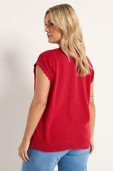 YOURS Plus Size Red 'Sardines' Knitted Vest Top | Yours Clothing 2