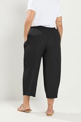 YOURS Plus Size Black Crinkle Barrel Trousers | Yours Clothing 2