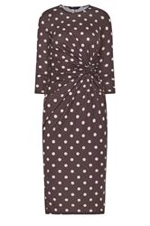 PixieGirl Petite Chocolate Brown Polka Dot Twist Front Midi Dress