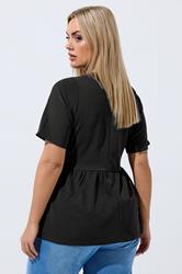 LIMITED COLLECTION Plus Size Black Peplum Top | Yours Clothing 2
