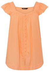 YOURS Curve Orange Linen Cap Sleeve Top