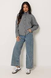 PixieGirl Petite Women's Black Gingham Funnel Neck Shirt| PixieGirl 1