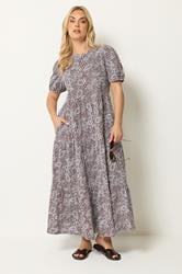 YOURS Plus Size Brown Paisley Tiered Maxi Dress | Yours Clothing 1