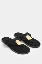 Black Hammered Disk Sandals In Extra Wide EEE Fit
