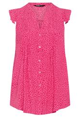 YOURS Plus Size Pink Leaf Pintuck Blouse | Yours Clothing 5