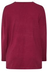 EVANS Plus Size Wine Red Seam Detail Jumper | Evans 2