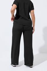 LIMITED COLLECTION Plus Size Black Crinkle Wide Leg Trousers | Yours Clothing 4