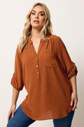YOURS Plus Size Rust Orange Dobby Shirt  | Yours Clothing 3