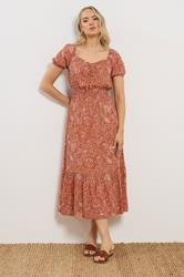 LTS Tall Women's Rust Orange Floral Midi Dress | Long Tall Sally 2