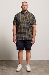 BEN SHERMAN Big & Tall Gold Yellow Check Print Shirt | BadRhino 1