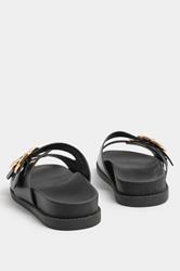 Black Brushed Buckle Mules In Extra Wide EEE Fit | Yours Clothing 5