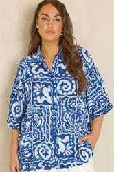 EVANS Plus Size Blue Abstract Print Set | Evans 1