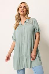 YOURS Plus Size Sage Green Tiered Shirt | Yours Clothing 3