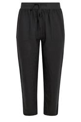 M&Co Pantalon court en lin noir