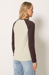 LTS Tall Women's Chocolate Brown & Ivory White Raglan Cotton T-Shirt | Long Tall Sally 2