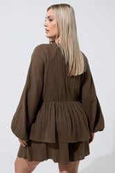 LIMITED COLLECTION Plus Size Chocolate Brown Cheesecloth Top | Yours Clothing 4