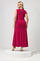 YOURS LONDON Plus Size Red Metal Buckle Detail Maxi Dress | Yours Clothing 2