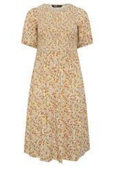 YOURS vestido amarillo con florecillas y fruncido