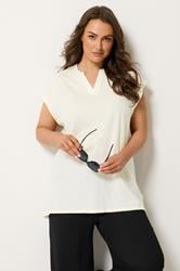 YOURS Plus Size Ivory White Notch Neck T-Shirt | Yours Clothing 3